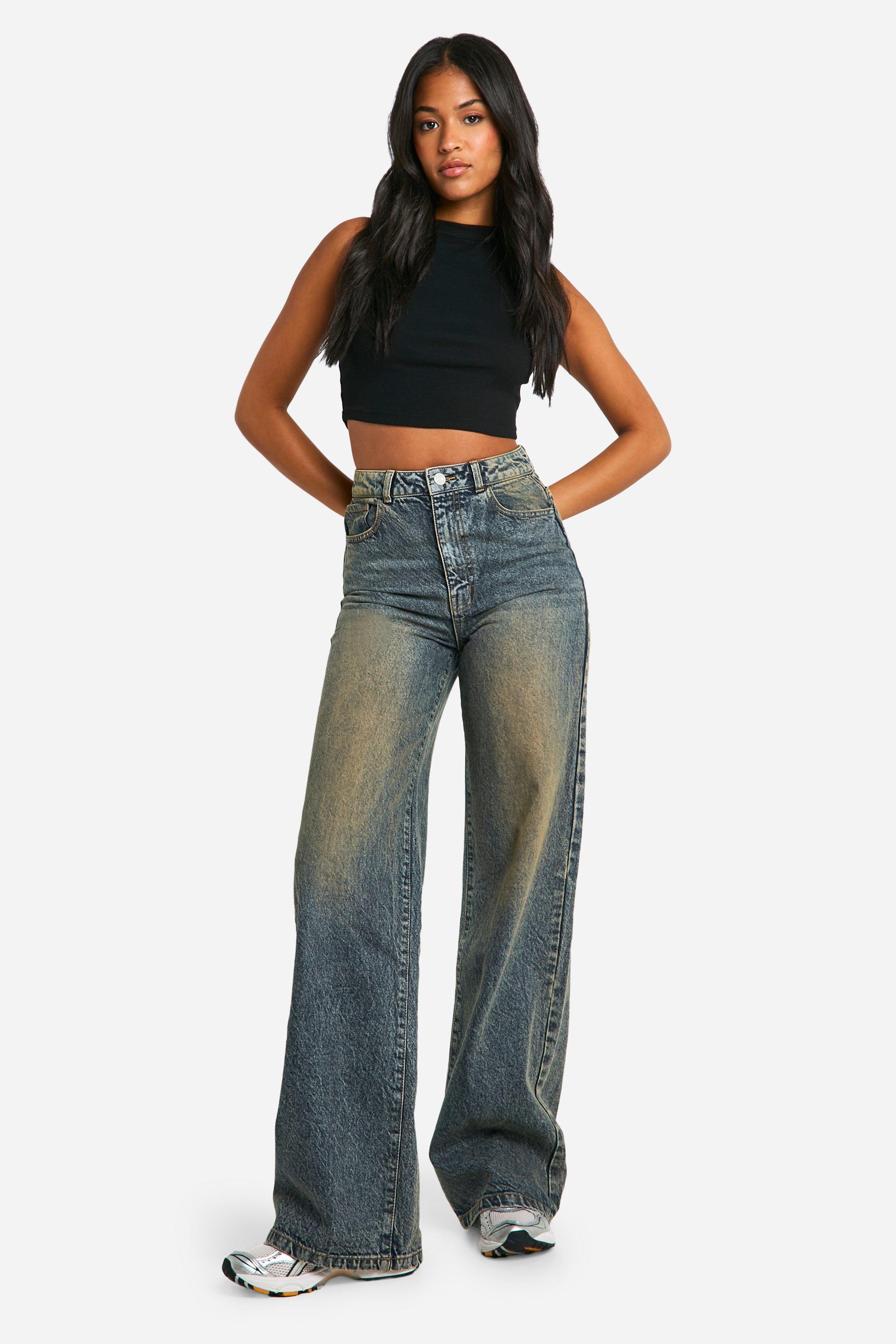 Boohoo Women s Tall Basics High Waisted Wide Leg Jeans